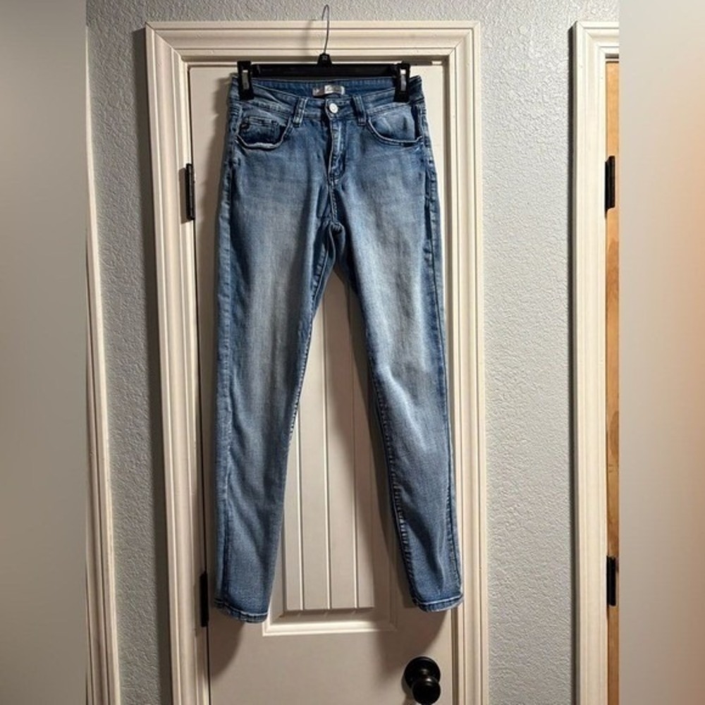 KanCan Skinny Jeans Women 7/27‎ Light Blue Stretch Faded Denim KC11214HRL